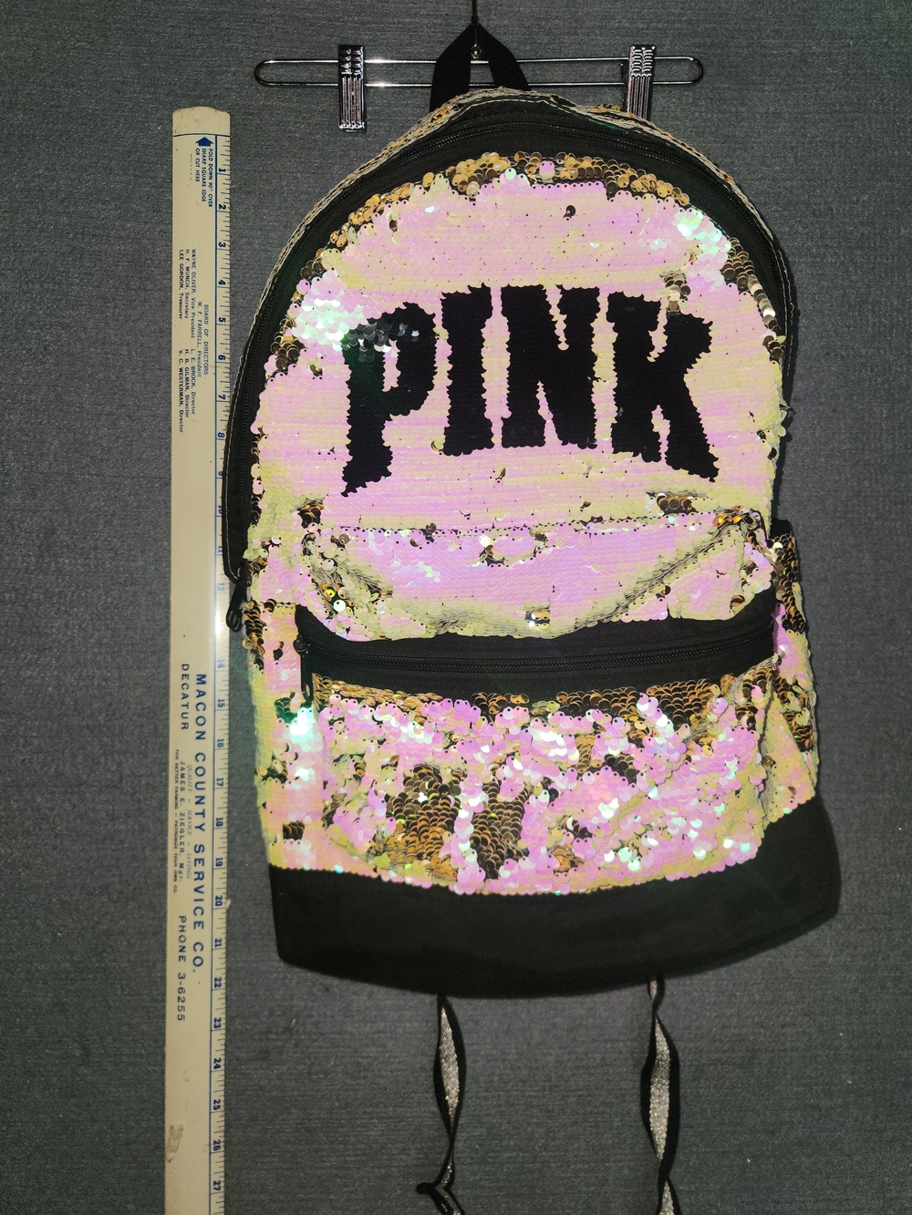 PINK Victoria's Secret Sequin Reversible Backpack - Iridescent Gold & Pink #415 - Picture 8 of 10
